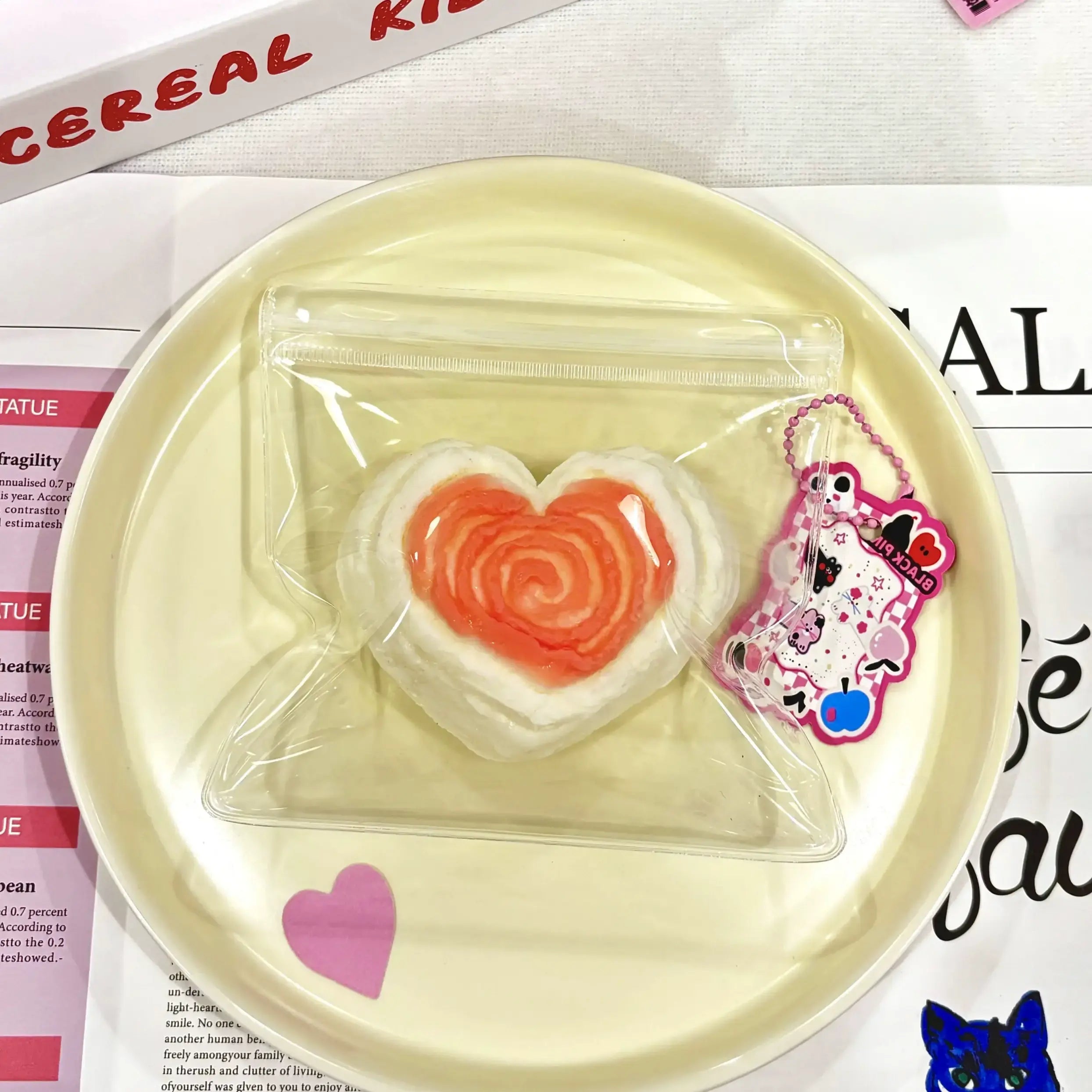 Peach-colored heart squishy with slow rise silicone feel